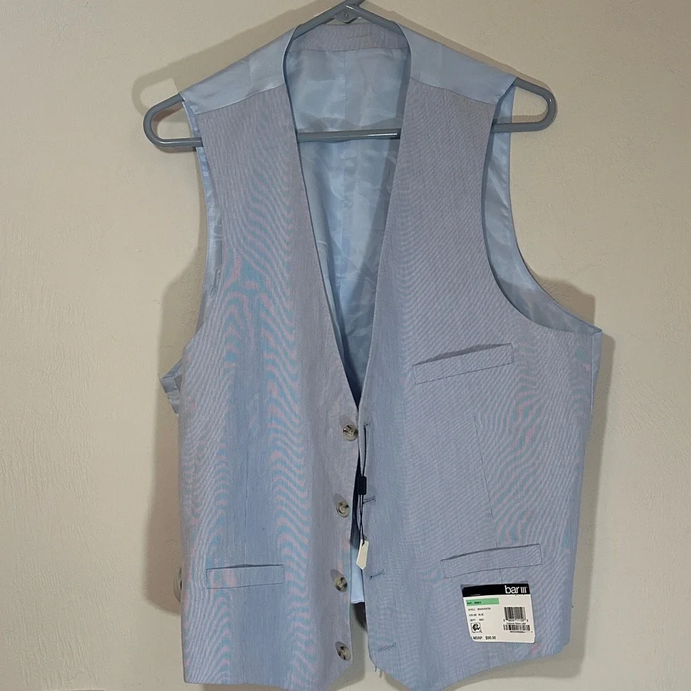 Bar III Light Blue Dress Vest Men’s 46R NWT Formal Suit Vest Waistcoat